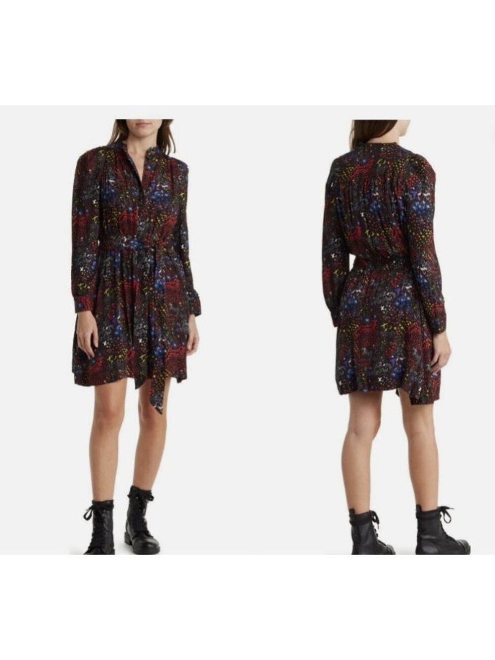 Zadig & Voltaire Retouch Glam Rock Dress Belted Long Sleeve ( S )